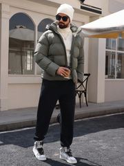 MEN'S HOODED, DRAWSTRING PADDED COAT