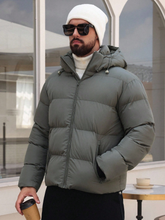 MEN'S HOODED, DRAWSTRING PADDED COAT