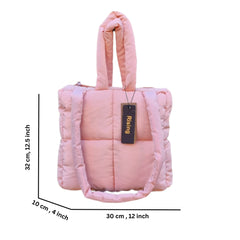 Chocolate Large Square Bag With Handle Queenie Quilted Zipper Bag