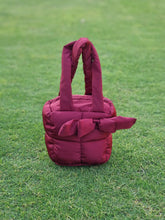 Puffer Bag Bow Tote Bag-Wine