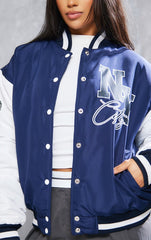 NAVY NY GRAPHIC BOMBER JACKET