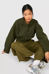 WOOL LOOK BOMBER JACKET OLIVE