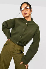 WOOL LOOK BOMBER JACKET OLIVE