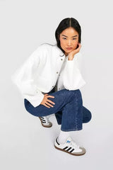 WOOL LOOK OVERSIZED BOMBER JACKET WHITE