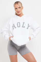 WHITE HOLY SLOGAN OVERSIZED HOODIE