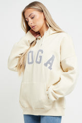 ECRU YOGA SLOGAN OVERSIZED HOODIE