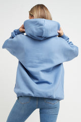 BLUE YOGA SLOGAN OVERSIZED HOODIE