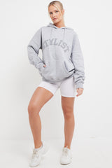 GREY STYLIST SLOGAN OVERSIZED HOODIE