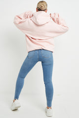 BABY PINK AMOUR RUCHED SLEEVE HOODIE