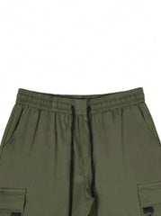 LOOSE FIT MEN'S CARGO SHORTS WITH FLAP POCKETS & DRAWSTRING WAIST