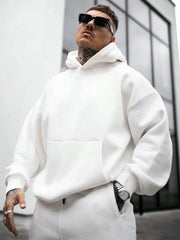 MEN KANGAROO POCKET DROP SHOULDER HOODIE