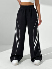CASUAL COLORBLOCK STRIPE WIDE LEG PANTS