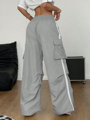 BASIC FLAP POCKET SIDE DRAWSTRING WAIST CARGO PANTS