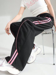 STRIPED STRAIGHT LEG LOOSE CARGO PANTS