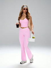 SPORTS BRA WITH CRISS-CROSS FRONT FLARE LEGGING