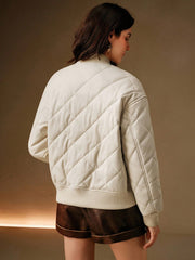 PU LEATHER PADDED BOMBER JACKET
