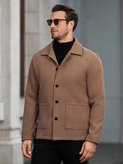 MEN'S CASUAL SOLID COLOR LONG SLEEVE COAT