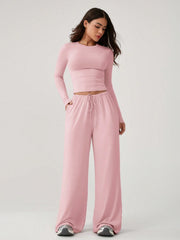 ROUND NECK LONG SLEEVE TOP & RELAXED FIT PANTS