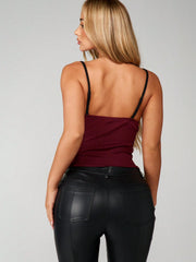 RIBBED STRETCH CORSET CAMI TOP