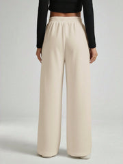 ASYMMETRIC WAIST TOOTHPICK STRIPED WIDE-LEG LOOSE PANTS