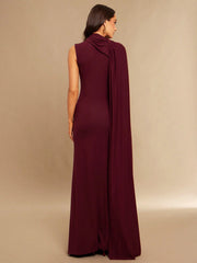 ROUND NECK SLEEVELESS DRESS FEATURES A FLOWING NECKLINE WITH A DETACHABLE TIE