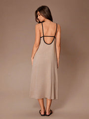 CASUAL FITTED LONG SLEEVE ROBE WITH CAMISOLE LOUNGEWEAR SET