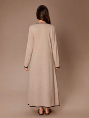 CASUAL FITTED LONG SLEEVE ROBE WITH CAMISOLE LOUNGEWEAR SET