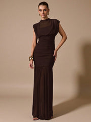 WRAP SHAWL ELEGANT SHEER RUCHED DRESS