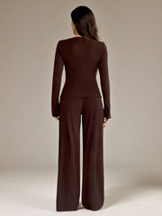 RIBBED TOP AND WIDE LEG PANTS
