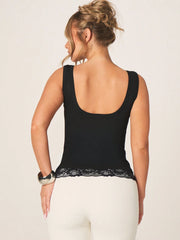 SWEETHEART NECKLINE LACE TRIM TANK TOP