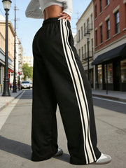 CASUAL ELASTIC DRAWSTRING STRAIGHT LEG PANTS