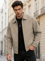 MEN'S THIN SOLID COLOR LEATHER JACKET
