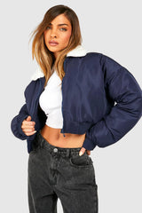 BORG COLLAR PADDED BOMBER JACKET