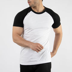 BLACK & WHITE TEE WITH RAGLAN SLEEVES