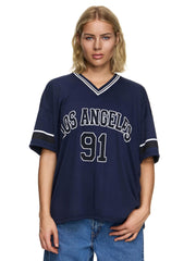 OVERSIZED LA 91 LOS ANGELES PRINT T-SHIRT COLLEGE TEE