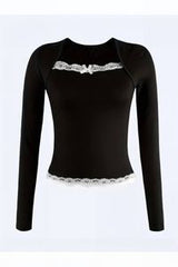 LONG SLEEVE LACE DETAILED BLOUSE