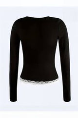 LONG SLEEVE LACE DETAILED BLOUSE