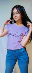 LETTER AND HEART PRINT TEE-LILAC