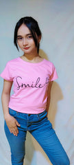 LETTER AND HEART PRINT TEE-PINK