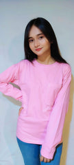 DROP SHOULDER T-SHIRTS TOP-STITCHING POCKET PATCHED TEE-PINK