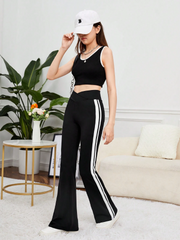 TEEN GIRL SIDE STRIPE FLARE LEG TROUSERS