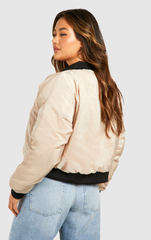 CONTRAST RIBBED BOMBER JACKET