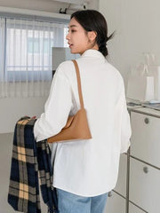 WHITE PATCH POCKET SHIRT WITH DROPPED SHOULDERS