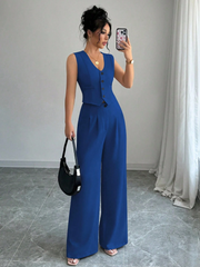 SLEEVELESS BLAZER VEST AND SUIT PANTS SET