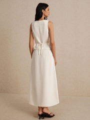 2PCS WOMEN VEST BLAZER MAXI SKIRT SET