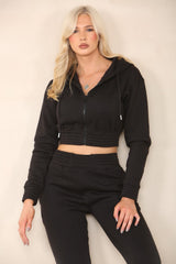 Cropped Zipper Hoodie Cuffed Joggers Lounge Wear