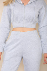 Cropped Zipper Hoodie Cuffed Joggers Lounge Wear