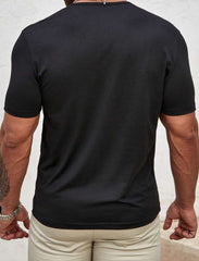 MEN T-SHIRTS FIT SHORT SLEEVE HENLEY TOP