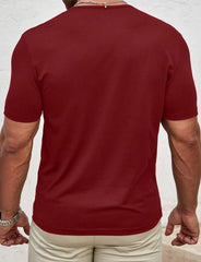 MEN T-SHIRTS FIT SHORT SLEEVE HENLEY TOP