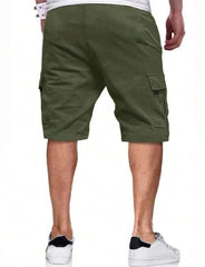 LOOSE FIT MEN'S CARGO SHORTS WITH FLAP POCKETS & DRAWSTRING WAIST